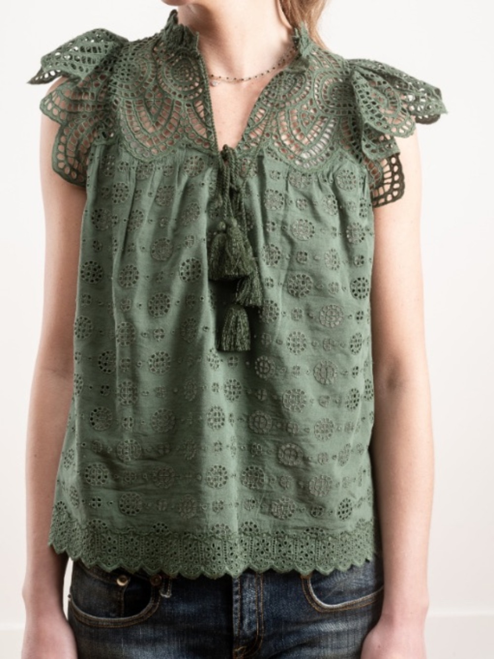 Ulla Johnson Calliope Top Army Size 4